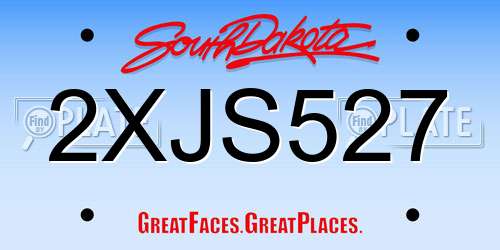 2XJS527 South Dakota License Plate