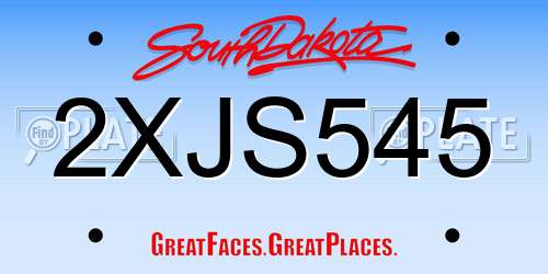 2XJS545 South Dakota License Plate