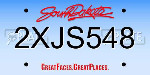 2XJS548 South Dakota License Plate