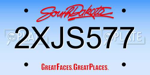 2XJS577 South Dakota License Plate