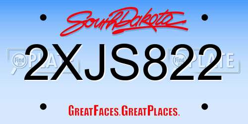 2XJS822 South Dakota License Plate
