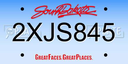 2XJS845 South Dakota License Plate