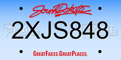 2XJS848 South Dakota License Plate