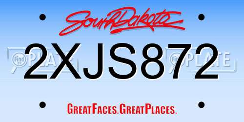 2XJS872 South Dakota License Plate