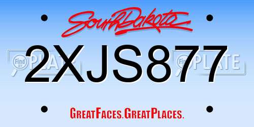 2XJS877 South Dakota License Plate