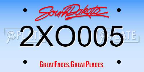 2XO005 South Dakota License Plate