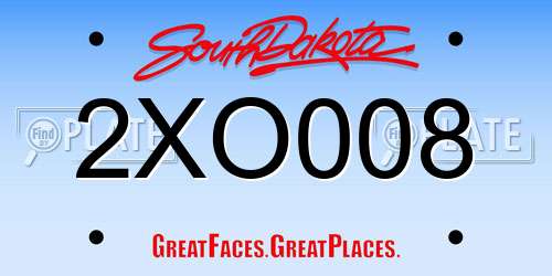 2XO008 South Dakota License Plate