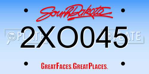 2XO045 South Dakota License Plate