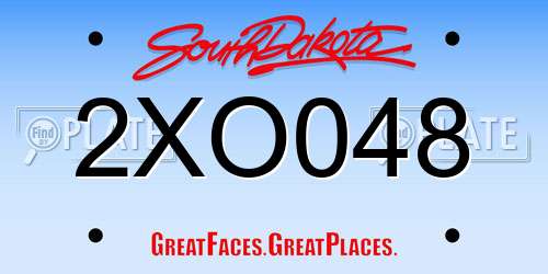 2XO048 South Dakota License Plate