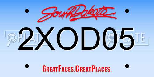 2XOD05 South Dakota License Plate