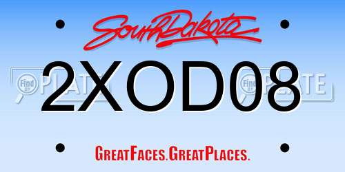 2XOD08 South Dakota License Plate