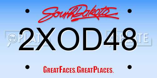 2XOD48 South Dakota License Plate