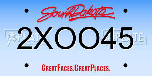 2XOO45 South Dakota License Plate
