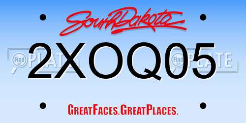 2XOQ05 South Dakota License Plate