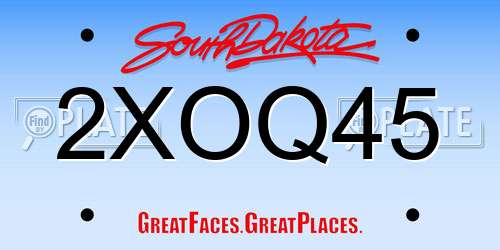 2XOQ45 South Dakota License Plate