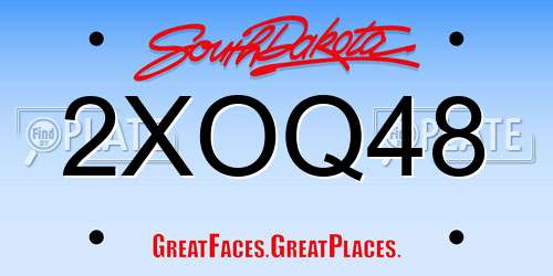2XOQ48 South Dakota License Plate