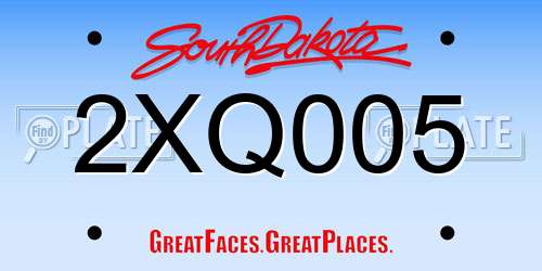 2XQ005 South Dakota License Plate
