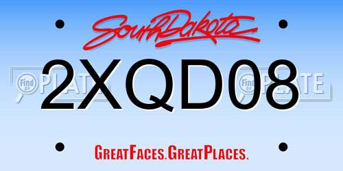 2XQD08 South Dakota License Plate