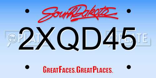 2XQD45 South Dakota License Plate