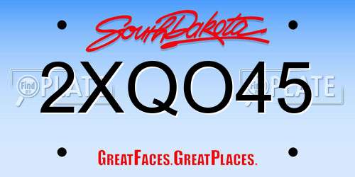 2XQO45 South Dakota License Plate