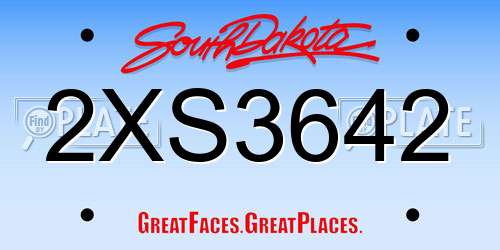 2XS3642 South Dakota License Plate