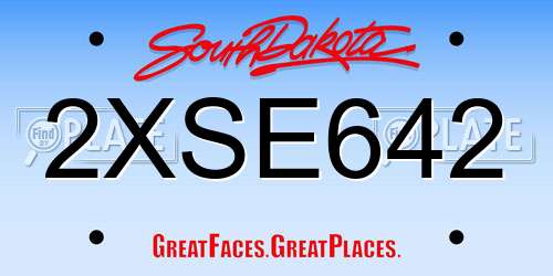 2XSE642 South Dakota License Plate