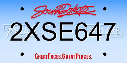 2XSE647 South Dakota License Plate
