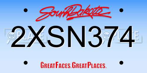2XSN374 South Dakota License Plate