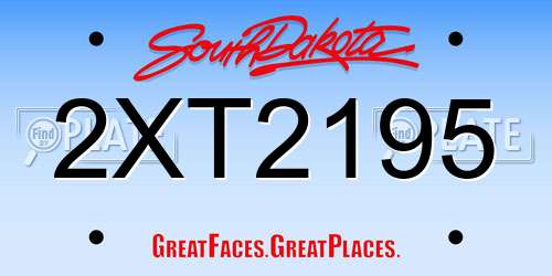 2XT2195 South Dakota License Plate