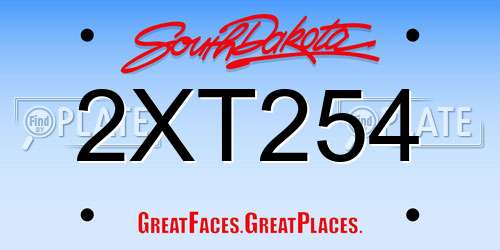 2XT254 South Dakota License Plate