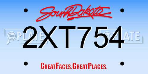 2XT754 South Dakota License Plate