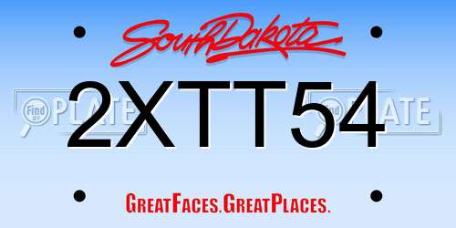 2XTT54 South Dakota License Plate