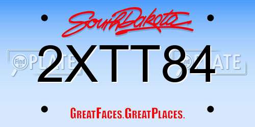 2XTT84 South Dakota License Plate