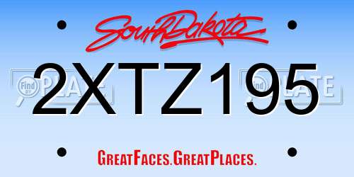 2XTZ195 South Dakota License Plate