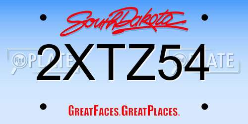 2XTZ54 South Dakota License Plate