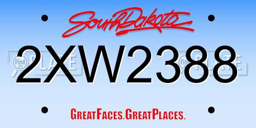 2XW2388 South Dakota License Plate