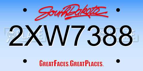 2XW7388 South Dakota License Plate