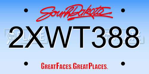 2XWT388 South Dakota License Plate
