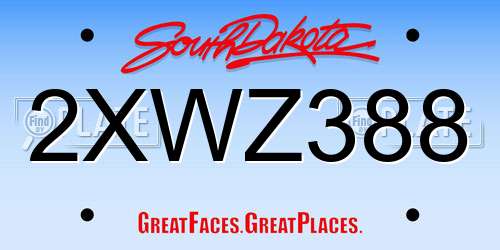2XWZ388 South Dakota License Plate