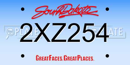 2XZ254 South Dakota License Plate