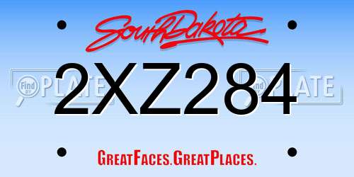 2XZ284 South Dakota License Plate