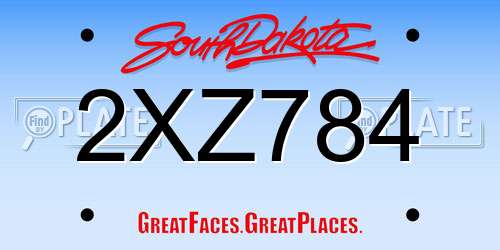 2XZ784 South Dakota License Plate