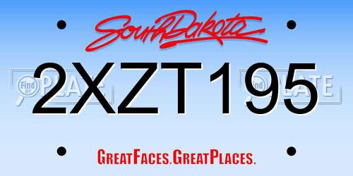 2XZT195 South Dakota License Plate