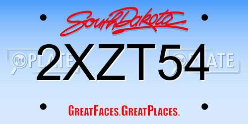 2XZT54 South Dakota License Plate
