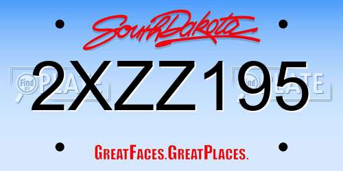 2XZZ195 South Dakota License Plate