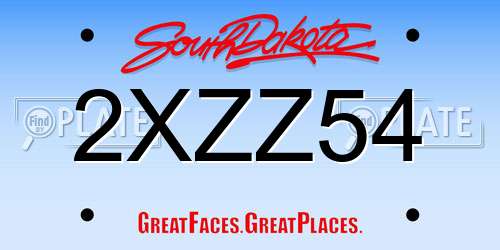 2XZZ54 South Dakota License Plate