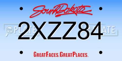 2XZZ84 South Dakota License Plate