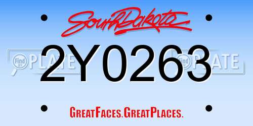2Y0263 South Dakota License Plate