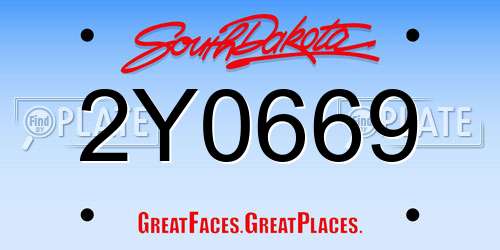 2Y0669 South Dakota License Plate