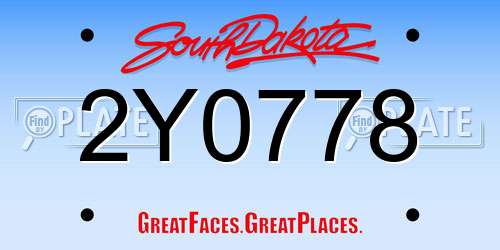 2Y0778 South Dakota License Plate